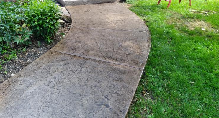 Dingee Project Stamped and Colored Concrete Step Sidewalk Driveway 