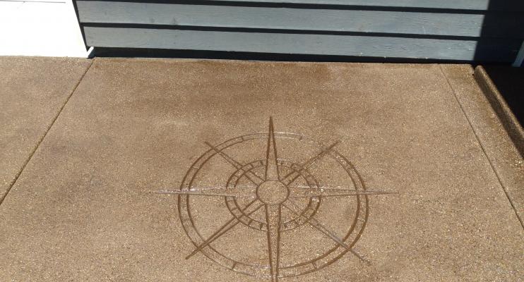 Corona Project New Concrete Driveway Sidewalk Micro Etched Compass