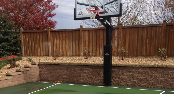 Basketball court and hoop