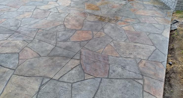 Vatter Project Stamped Concrete Patio with Sitting Wall Minneapolis MN