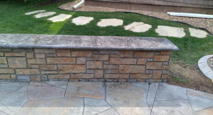Vatter Project Stamped Concrete Patio with Sitting Wall Minneapolis MN
